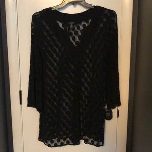 Alfani sheer black tunic w/embroidered details